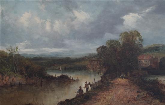 Alfred Gomersal Vickers (1810-1837) Anglers in a river landscape, 20 x 30in.